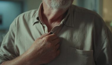 Homme boutonnière chemise grise, intérieur flou