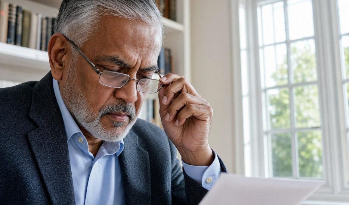Veuf examinant des documents administratifs liés à la pension de réversion 2026