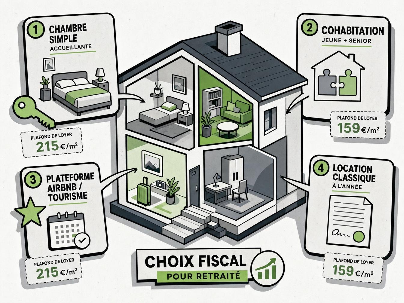 Infographie des options locatives fiscales pour retraités